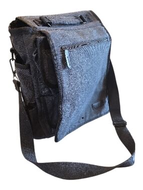 Women's Black Canvas Messenger/Laptop Crossbody Bag